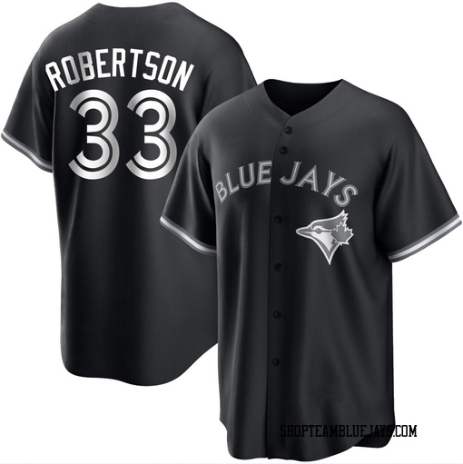 Nick Robertson Men's Toronto Blue Jays White Replica Black/ Jersey