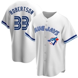 Nick Robertson Men's Toronto Blue Jays White Replica Home Cooperstown Collection Jersey