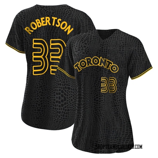 Nick Robertson Women's Toronto Blue Jays Black Replica Snake Skin City Jersey