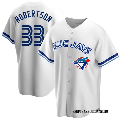 Nick Robertson Youth Toronto Blue Jays White Replica Home Cooperstown Collection Jersey