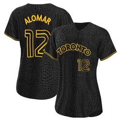 Roberto Alomar Women's Toronto Blue Jays Black Authentic Snake Skin City Jersey