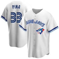 Robinson Pina Men's Toronto Blue Jays White Replica Home Cooperstown Collection Jersey