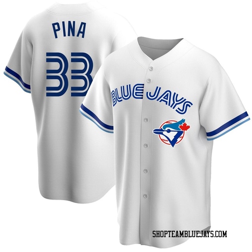 Robinson Pina Men's Toronto Blue Jays White Replica Home Cooperstown Collection Jersey