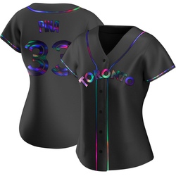 Robinson Pina Women's Toronto Blue Jays Black Holographic Replica Alternate Jersey