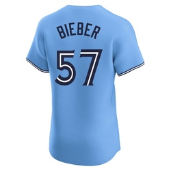 Shane Bieber Men's Toronto Blue Jays Blue Elite Powder Alternate Jersey