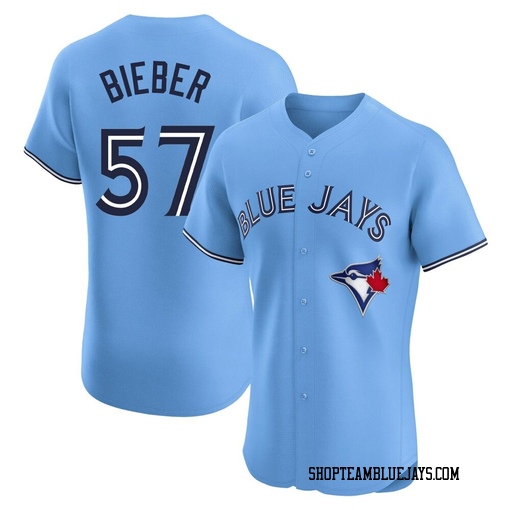 Shane Bieber Men's Toronto Blue Jays Blue Elite Powder Alternate Jersey
