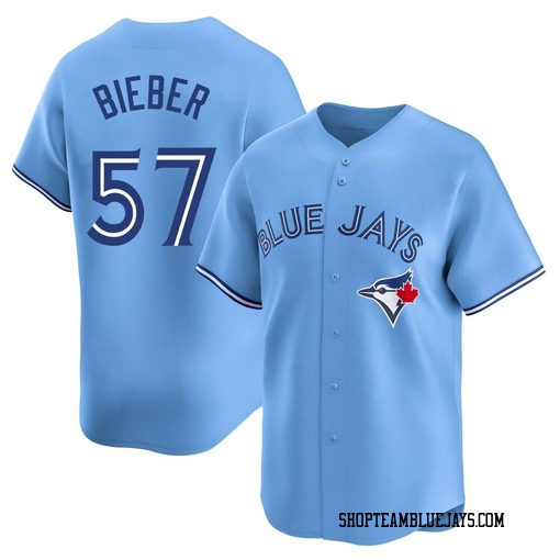 Shane Bieber Men's Toronto Blue Jays Blue Limited Powder Alternate Jersey