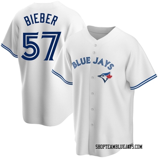 Shane Bieber Men's Toronto Blue Jays White Replica Home Jersey