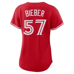 Shane Bieber Women's Toronto Blue Jays Red Replica Canada Day Jersey