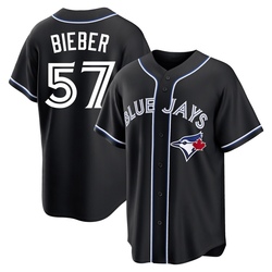 Shane Bieber Youth Toronto Blue Jays Black Replica Fashion Out Jersey