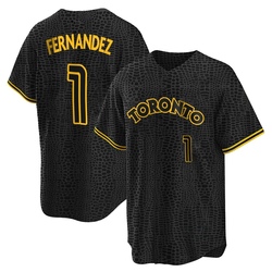 Tony Fernandez Men's Toronto Blue Jays Black Replica Snake Skin City Jersey