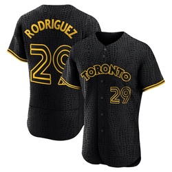 Yariel Rodriguez Men's Toronto Blue Jays Black Authentic Snake Skin City Jersey