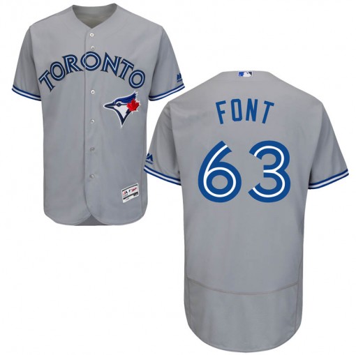 Wilmer Font Men S Toronto Blue Jays Gray Authentic Flex Base Road Collection Jersey Majestic